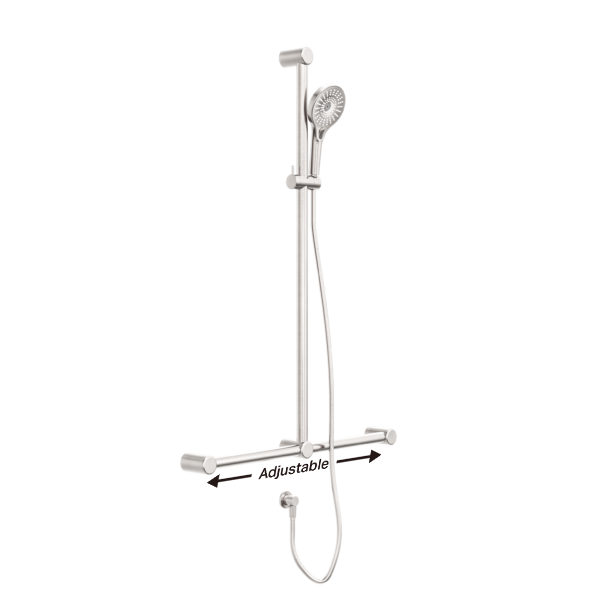 Nero Mecca Care 32mm T Bar Grab Rail and Adjustable Shower Set 1100x750mm