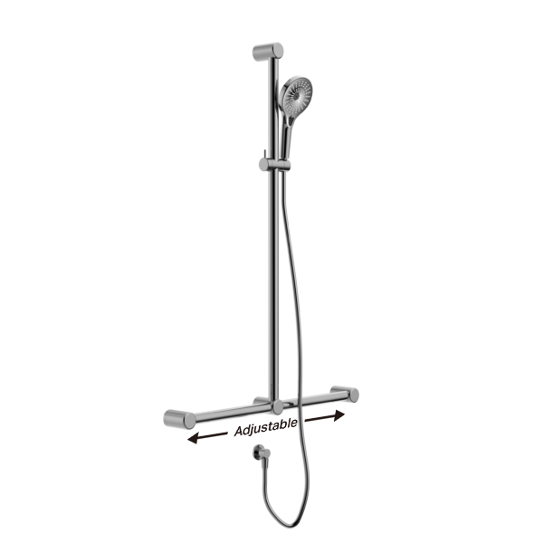 Nero Mecca Care 32mm T Bar Grab Rail and Adjustable Shower Set 1100x750mm