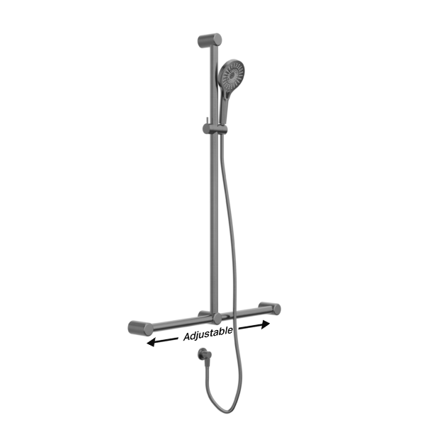 Nero Mecca Care 32mm T Bar Grab Rail and Adjustable Shower Set 1100x750mm