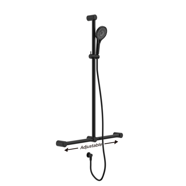 Nero Mecca Care 32mm T Bar Grab Rail and Adjustable Shower Set 1100x750mm