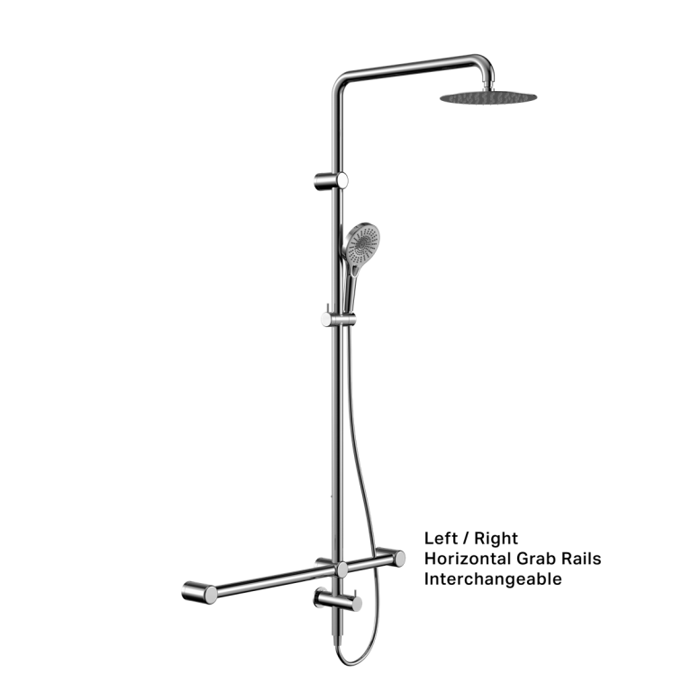 Nero Mecca Care 32mm T Bar Grab Rail 1100x750mm Twin Shower Set