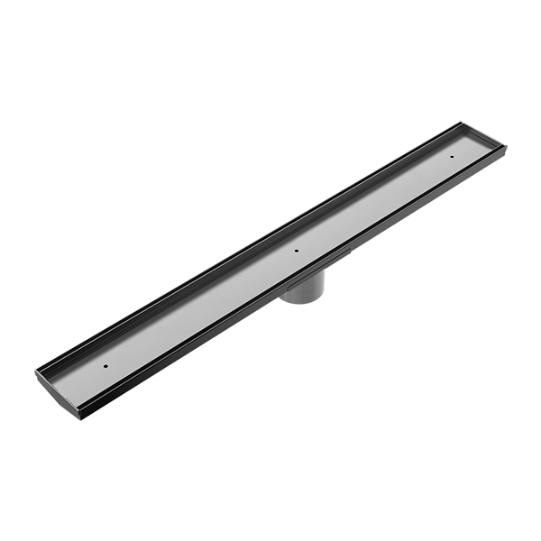 Nero Tile Insert V Channel Floor Grate 80mm Outlet with Hole Saw