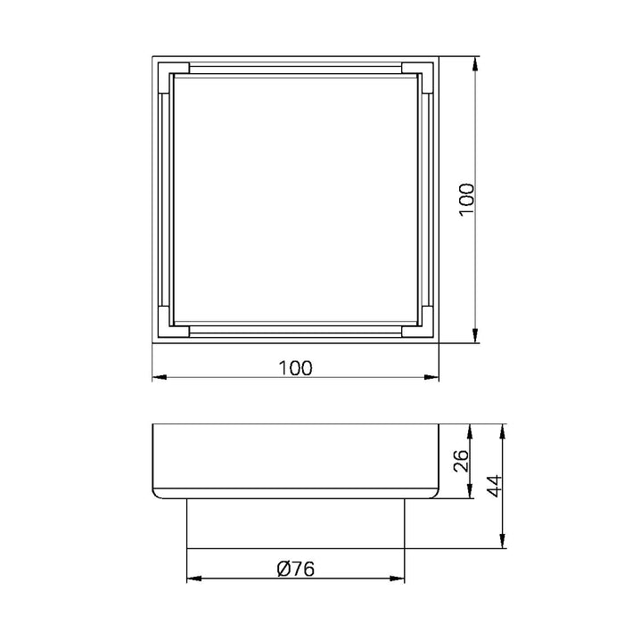 Nero 100mm Square Tile Insert Floor Waste 80mm Outlet