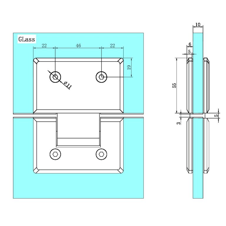 Nero 180 Degree Glass to Glass Shower Hinge 10mm Glass