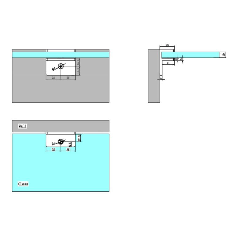 Nero Shower F Bracket 10mm Glass
