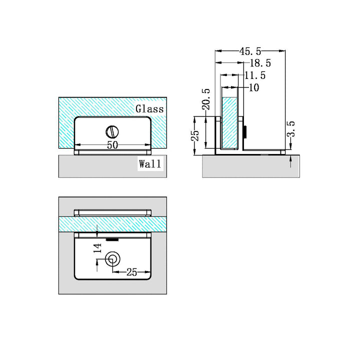 Nero Shower F Bracket 10mm Glass