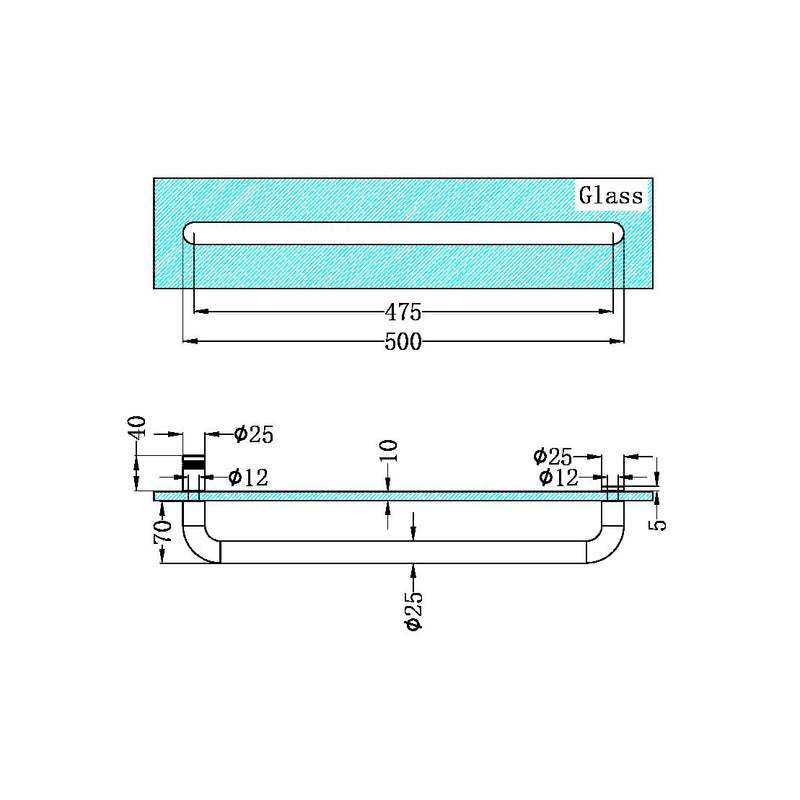 Nero Towel Bar 500mm