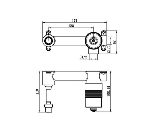 Nero Project Universal Wall Basin/Bath Mixer Body
