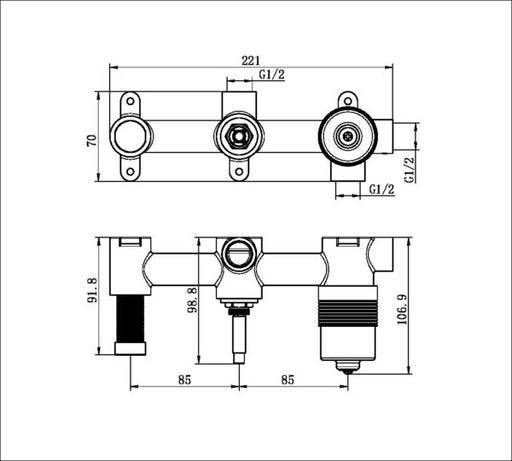 Nero Premium 35mm Universal Shower System Body