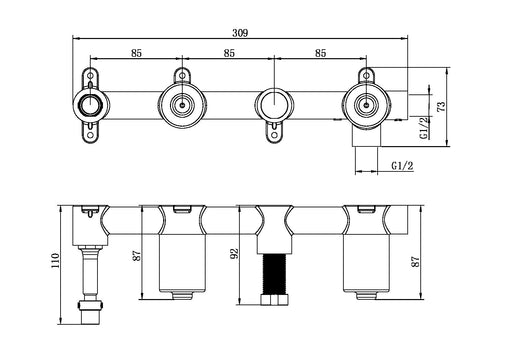 Nero Premium Universal Progressive Shower System with Spout Body
