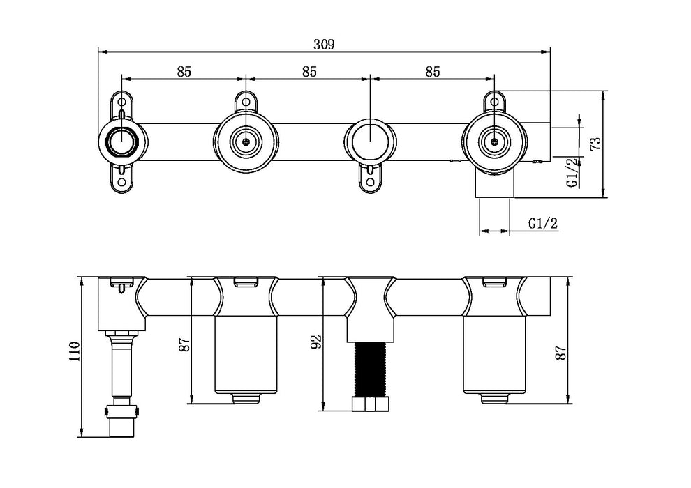 Nero Premium Universal Progressive Shower System with Spout Body