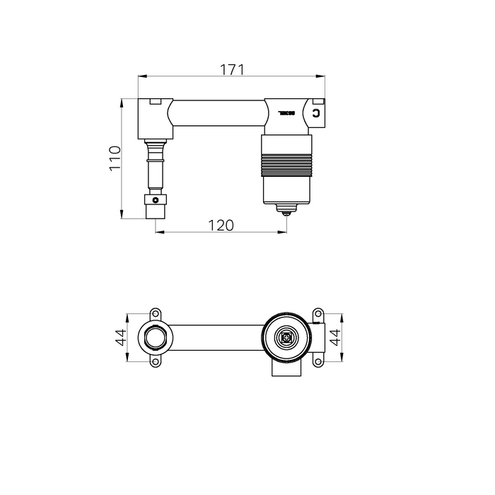 Nero SS316L Progressive Universal Wall Basin/Bath Mixer Body Only (NRUB007)