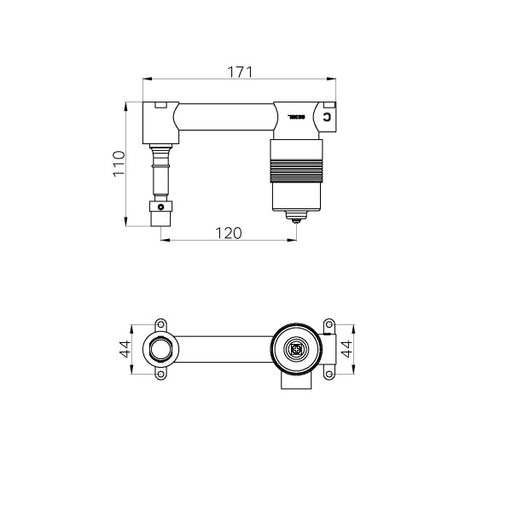 Nero SS316L Progressive Universal Wall Basin/Bath Mixer Body