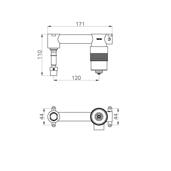 Nero SS316L Progressive Universal Wall Basin/Bath Mixer Body