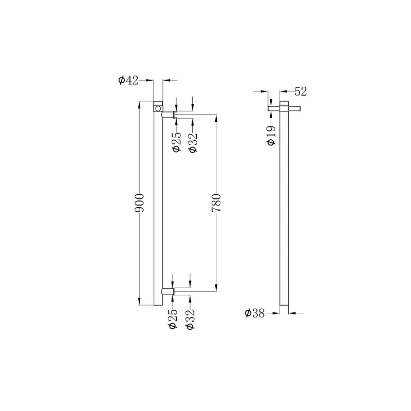 Nero Heated Vertical Towel Rail