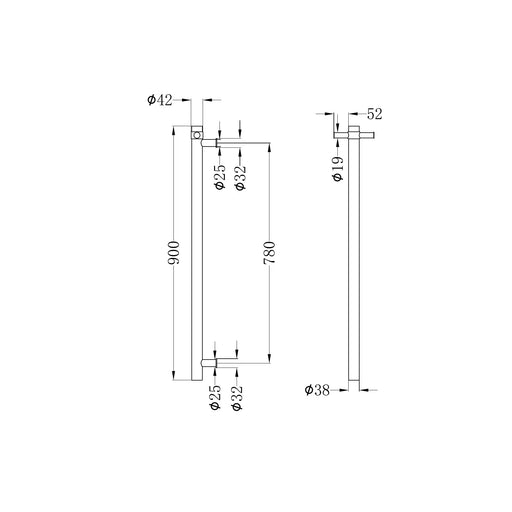 Nero Heated Vertical Towel Rail