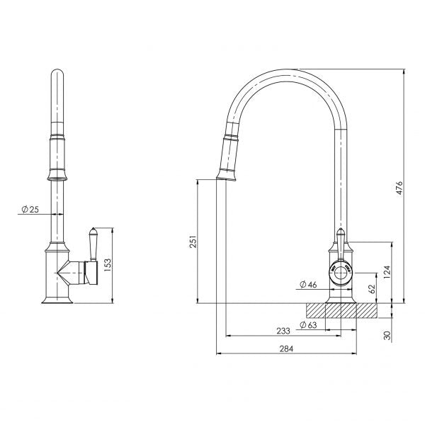 Phoenix Nostalgia Pull Out Sink Mixer