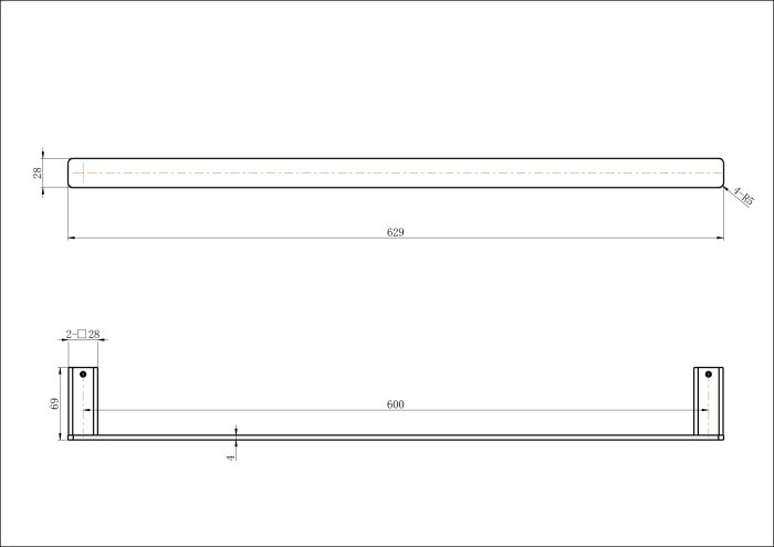 MODERN NATIONAL Nova Single Towel Rail 600mm