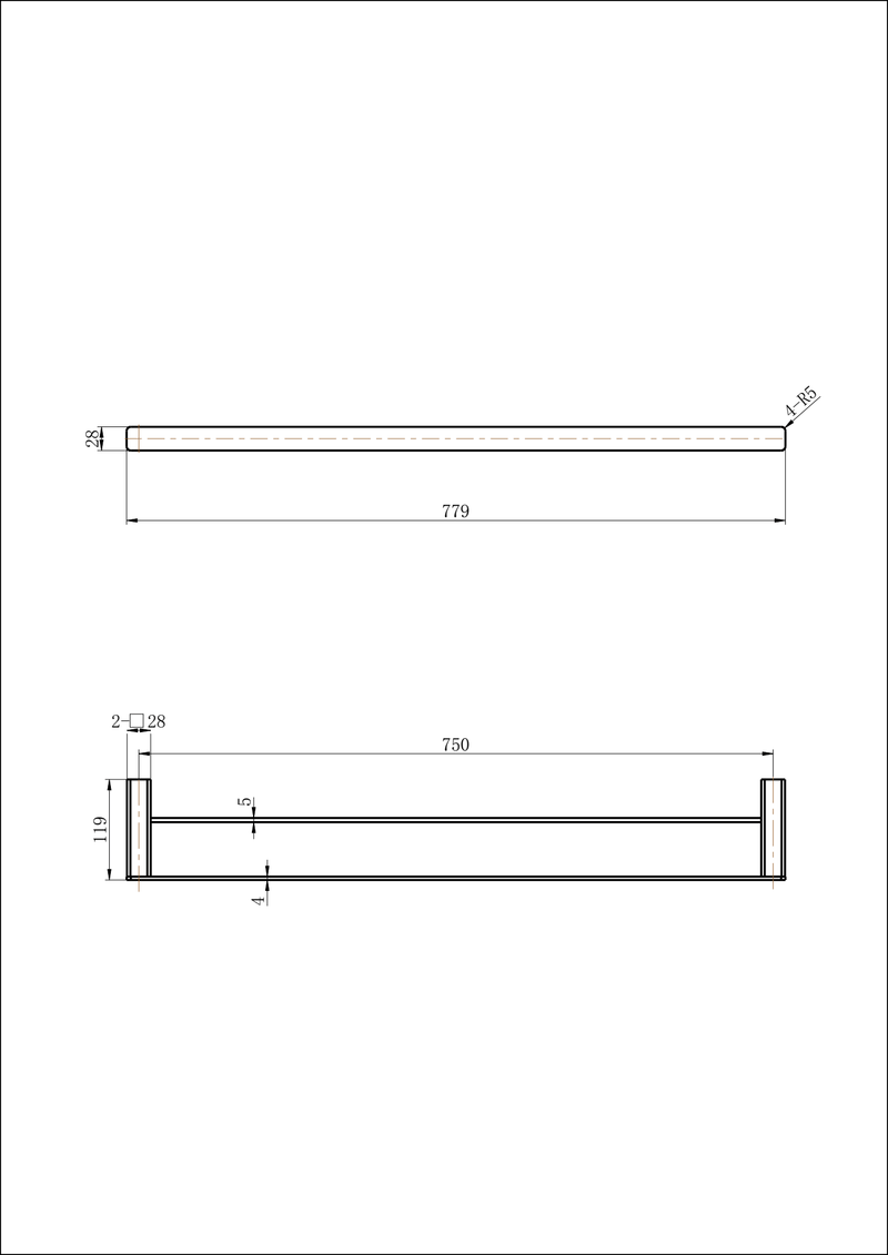 Modern National Nova Double Towel Rail 750mm