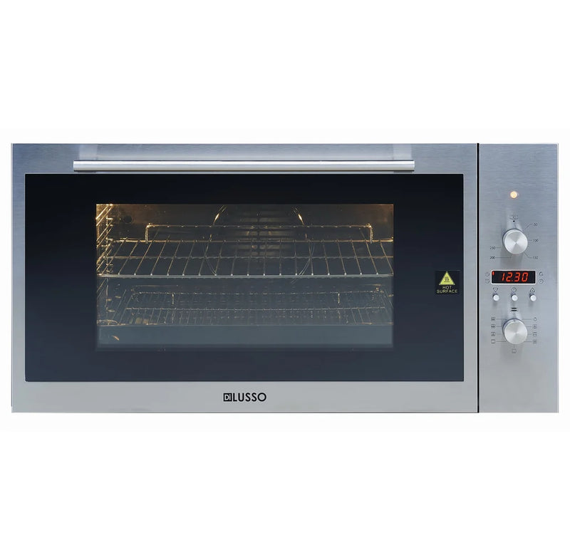 Dilusso Appliances 900mm Stainless Steel & Black 100L Oven - 9 Functions, Rotisserie, Triple glazed, Telescopic Rail