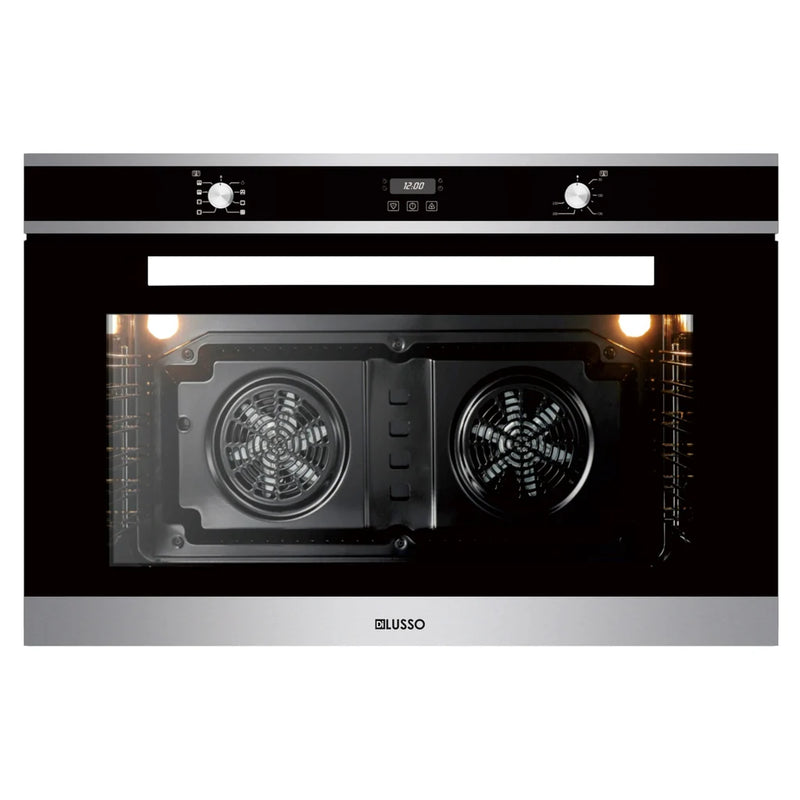 900mm Stainless Steel & Black 125L Oven - 9 Functions, Triple glazed, Telescopic Rail, Mechanical controls, LED timer