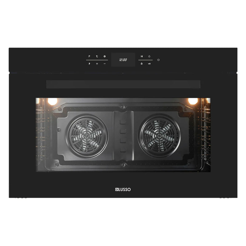 Dilusso Appliances 900mm Full Black Glass 125L Oven - 12 Functions, Triple glazed, Telescopic Rail, Full Touch Control