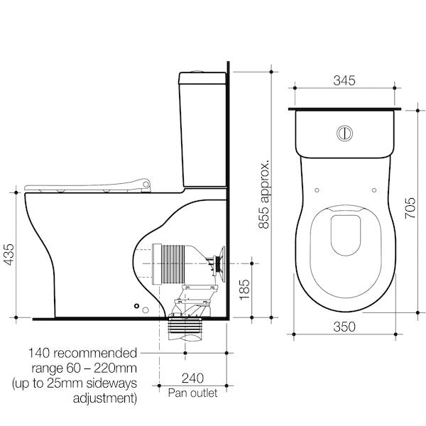 Caroma Opal Cleanflush Easy Height Wall Faced Close Coupled Suite with Single Flap Seat