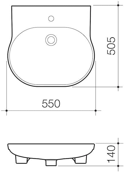 Caroma Opal Sole Semi Recessed Basin 1TH