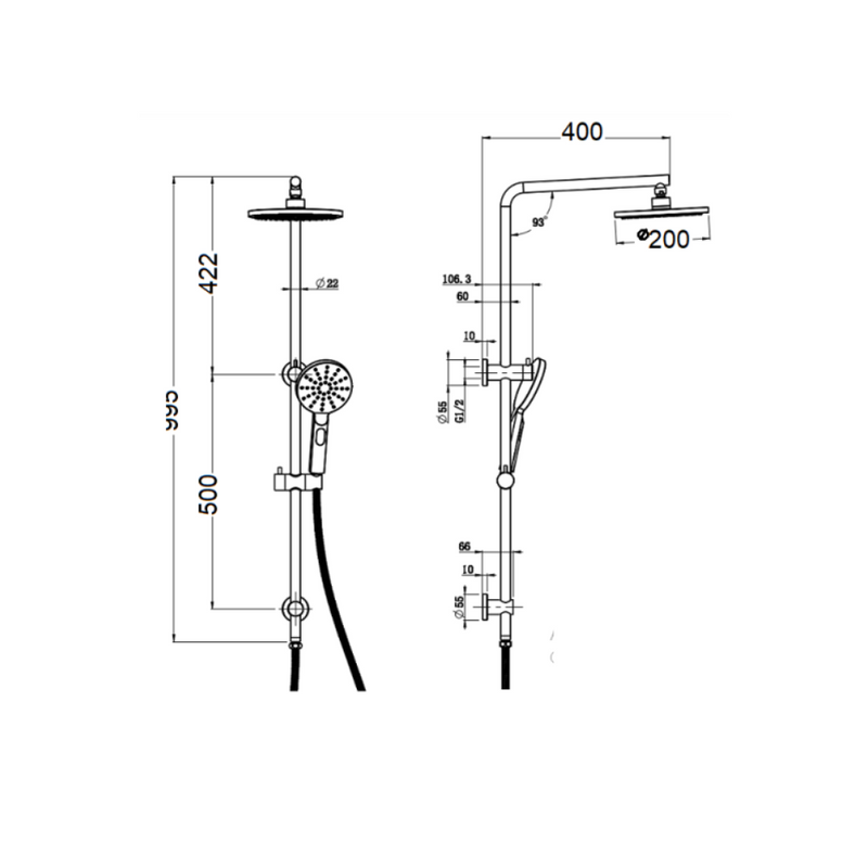 New Cora Multi-function Shower Set 200 MM