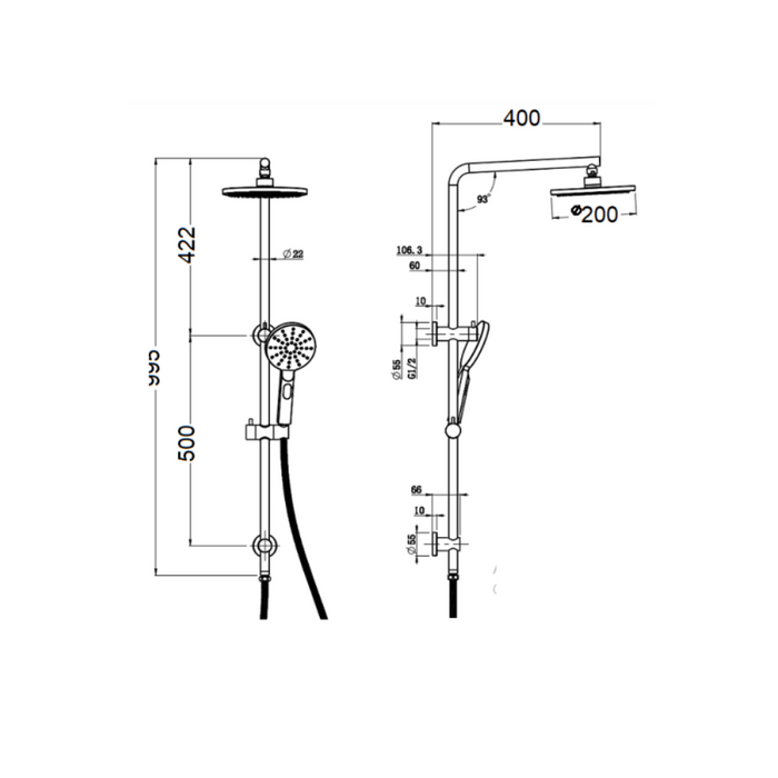 New Cora Multi-function Shower Set 200 MM