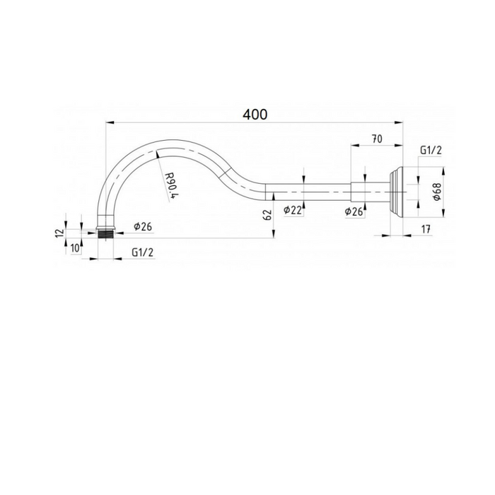 Clasico Horizontal Shower Arm