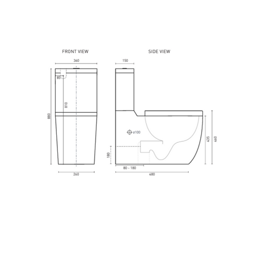 Alegra Ezi Height Rimless Universal Back-To-Wall Toilet Suite