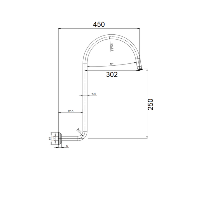 Clasico Gooseneck Shower Arm