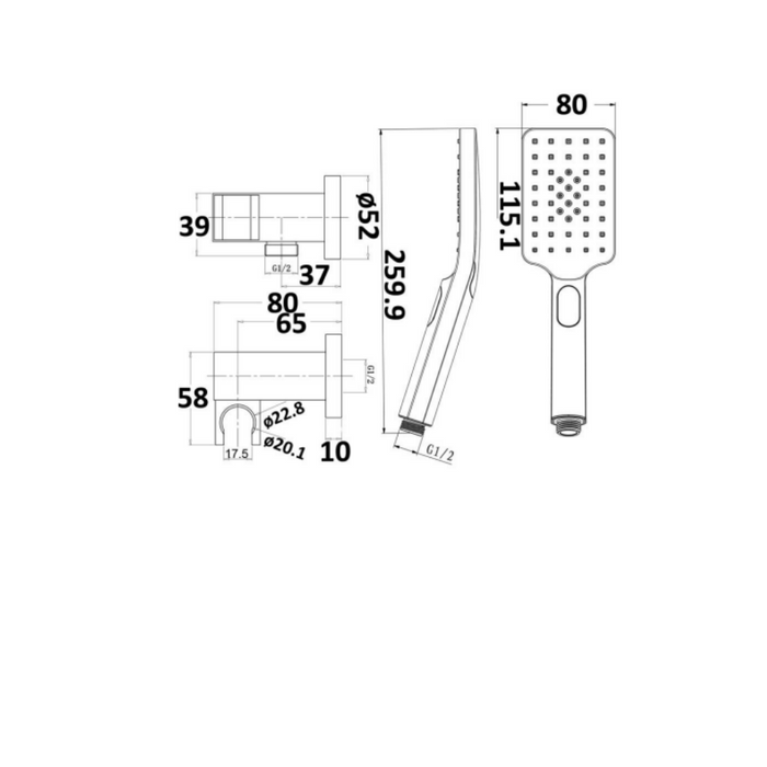 Eden Handshower On Wall Outlet Bracket