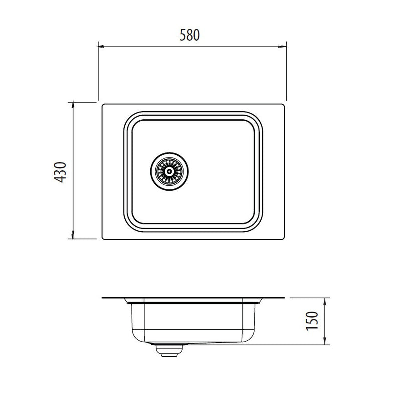 Oliveri Puro Single Bowl Topmount Care Sink