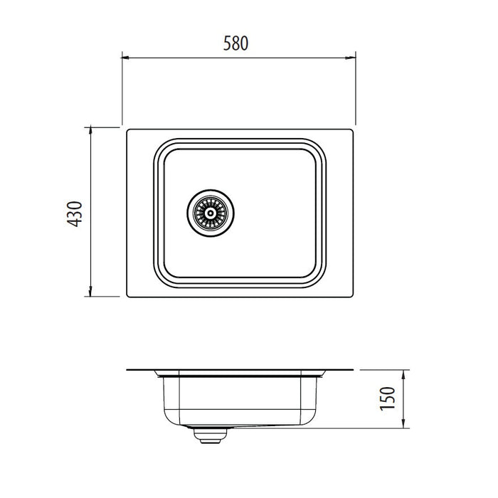 Oliveri Puro Single Bowl Topmount Care Sink