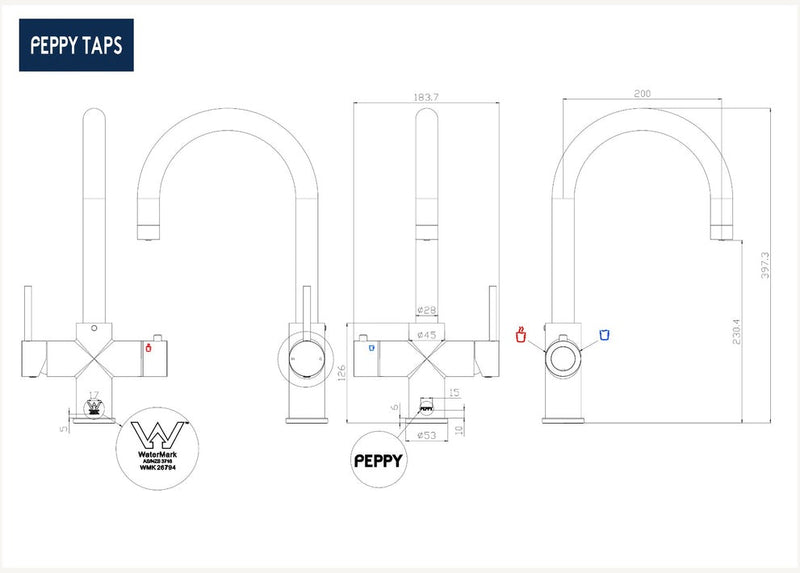 Peppy 4 in 1 Filtered Boiling, Filtered Chilled, Hot & Cold