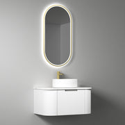 Aulic Petra Mark II Wall Hung Curving V Groove Matte White Finger Pull Cabinet 750mm 