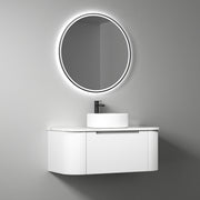 Aulic Petra Mark II Wall Hung Curving V Groove Matte White Finger Pull Cabinet 900mm