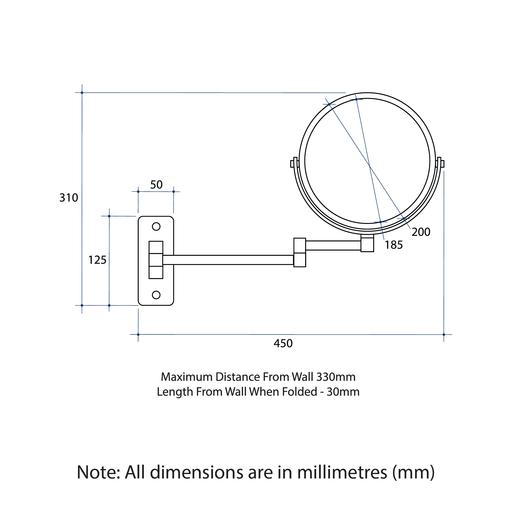 MODERN NATIONAL 1 & 10x Magnification, Chrome, 200mm Diameter