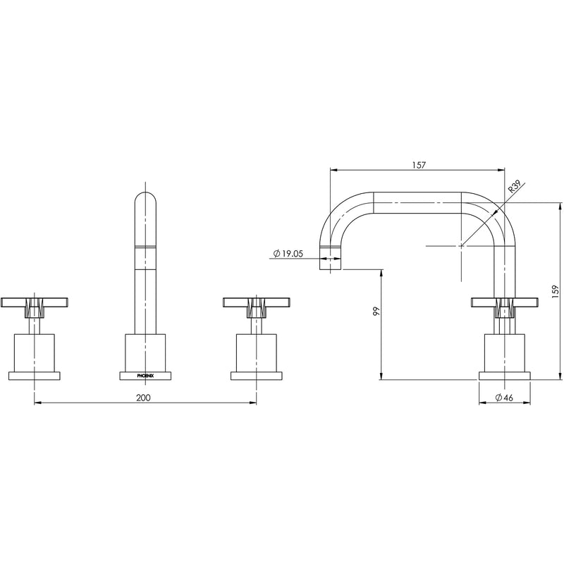 Phoenix Radii Basin Set 160mm Squareline