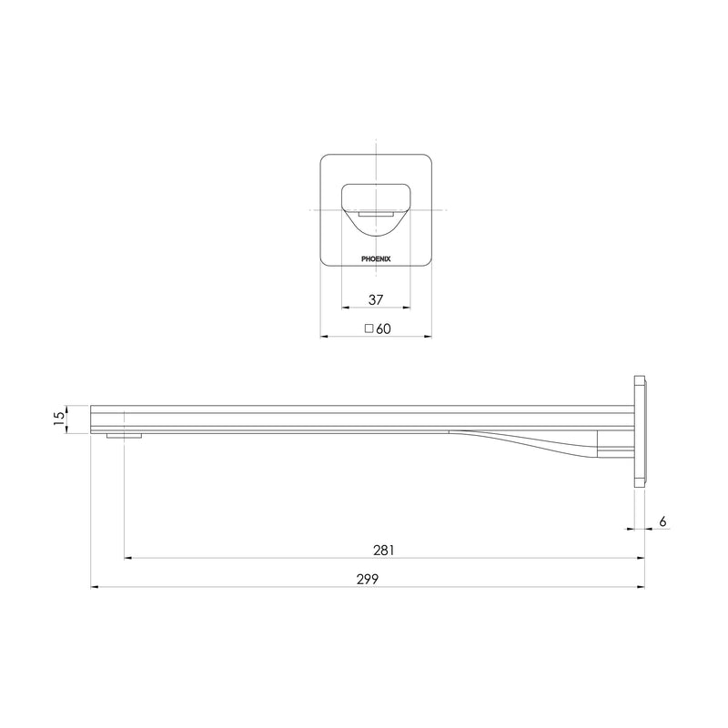 Phoenix Radii Wall Bath Outlet 280mm