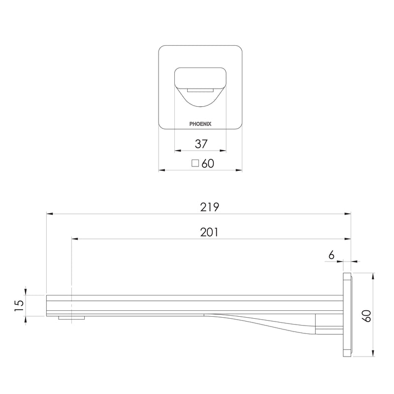 Phoenix Radii Wall Bath Outlet 200mm
