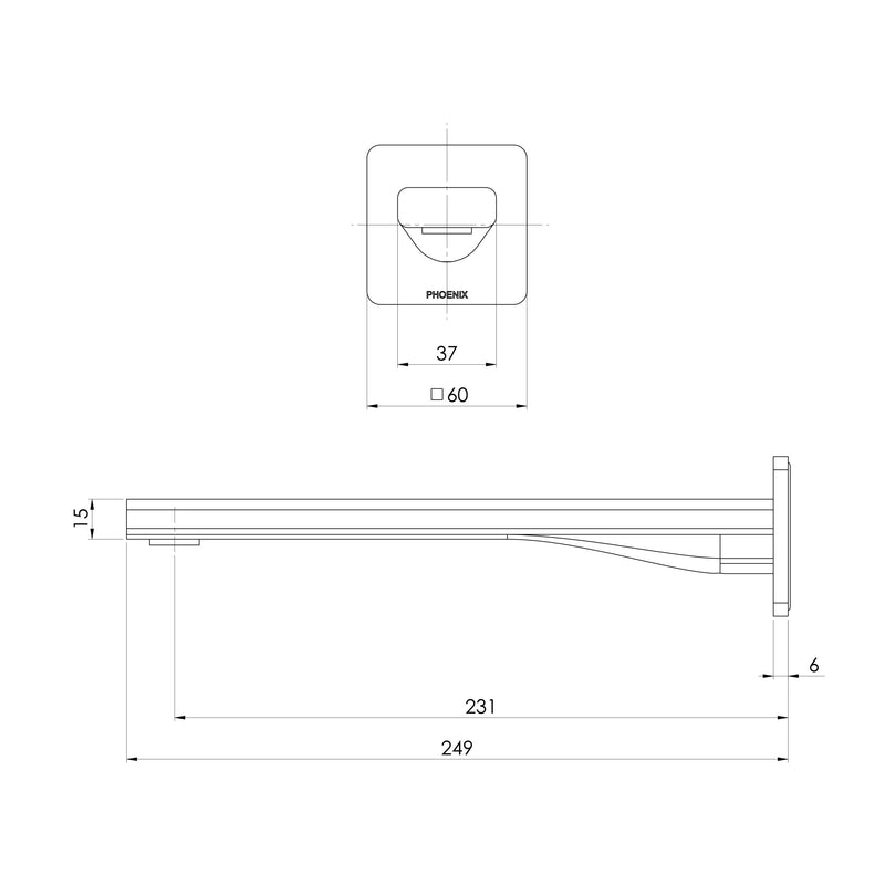 Phoenix Radii Wall Bath Outlet 230mm
