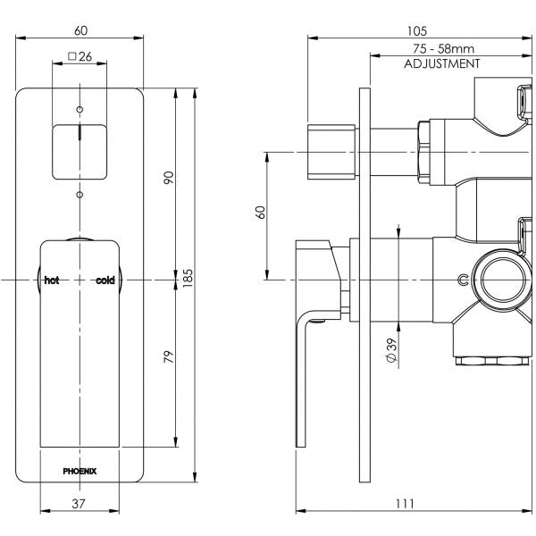 Phoenix Radii Shower / Bath Diverter Mixer