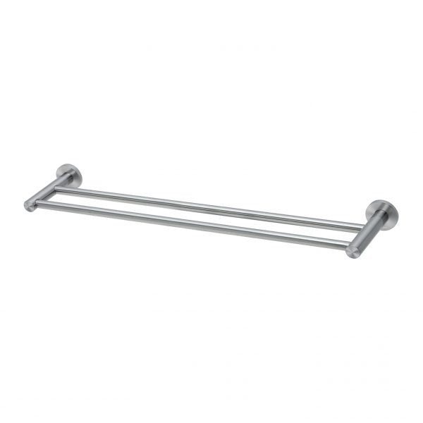 Phoenix Radii SS 316 Double Towel Rail 600mm Round Plate