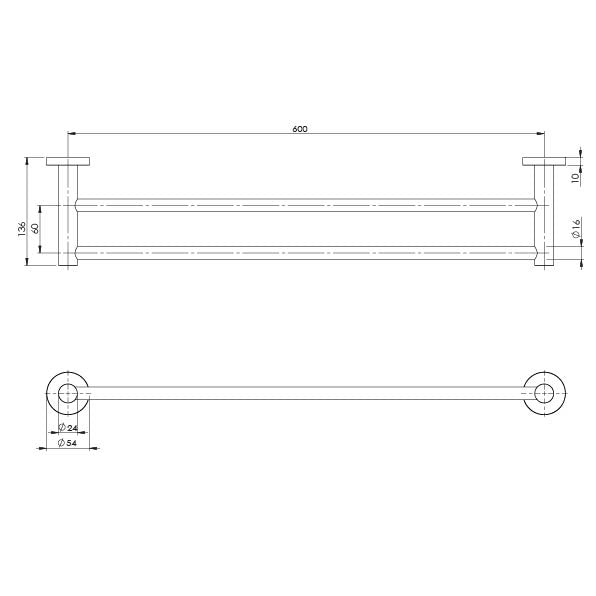 Phoenix Radii Double Towel Rail Round Plate