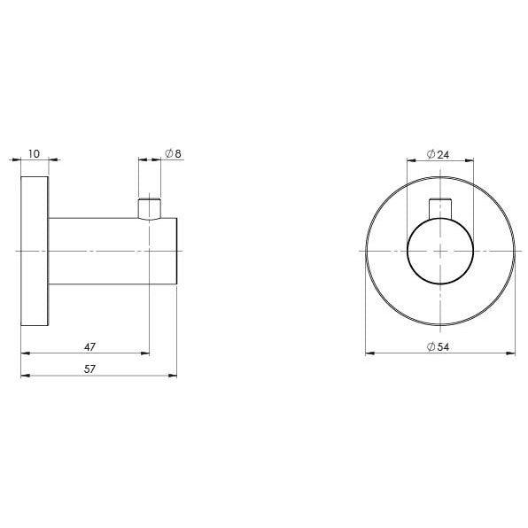 Phoenix Radii SS 316 Robe Hook Round Plate SS