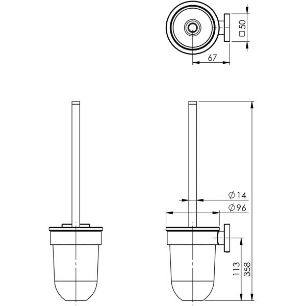 Phoenix Radii Toilet Brush & Holder Square CHR