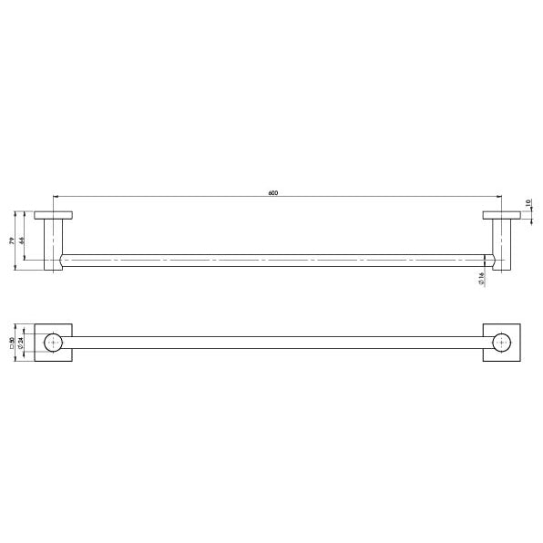 Phoenix Radii Single Towel Rail Square Plate